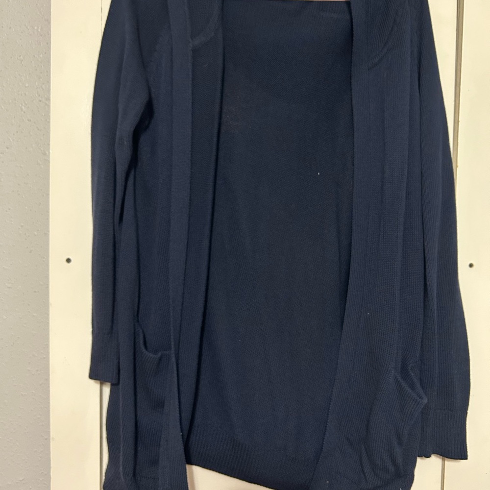 CAbi Blue Cardigan Sweater Lightweight Knit